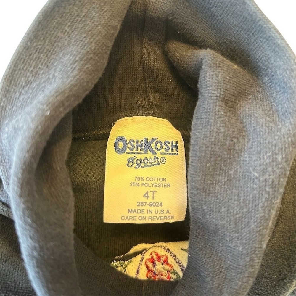 OshKosh Velour Turtleneck Top Kids 4T Black Vintage Floral Heart Made in USA - Picture 2 of 6